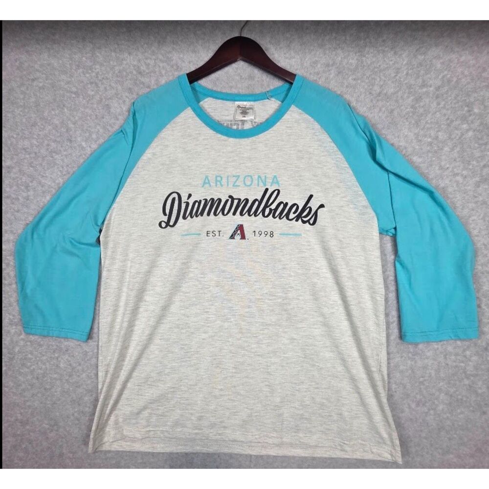 Arizona Diamondbacks Promo Shirt XL Gray Teal MLB Baseball Raglan 3/4 Sleeve SGA